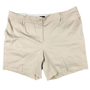 Talbots Perfect Short Beige Chino Womens Plus Size 18W Elastic Waist Stretch